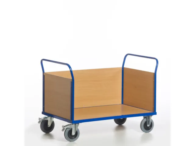 wagen met drie wanden,draagverm. 500kg,laadvl. LxB 850x480mm,houtplaat