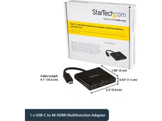 USB-C multiport adapter met HDMI - USB 3.0 poort - 60W PD - zwart - 5