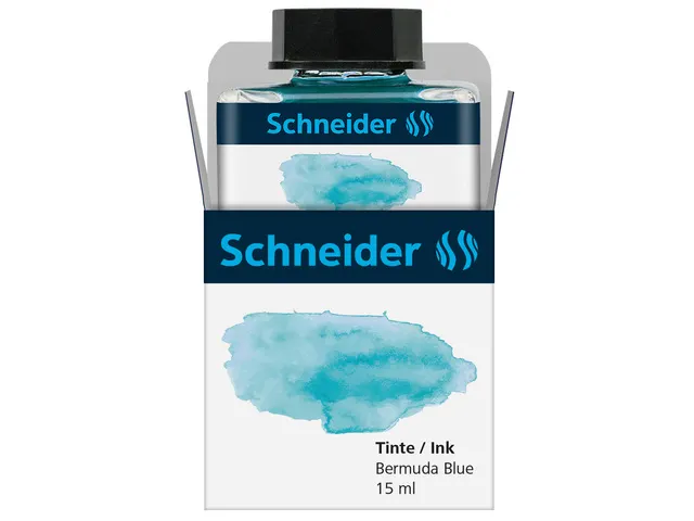 Inktpotje Schneider 15ml pastel Bermuda blauw voor vulpen en rollerbal