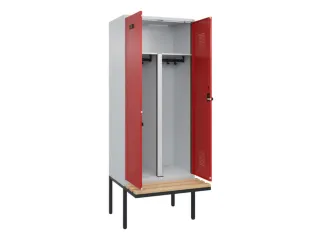 PBM-locker met bank,HxBxD 2120x800x815mm,2vak,vak B 400mm,draaigrendel - 1