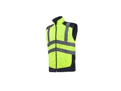 Sioen Burton 169A hi-vis bodywarmer, fluo geel/marineblauw, maat M, pe