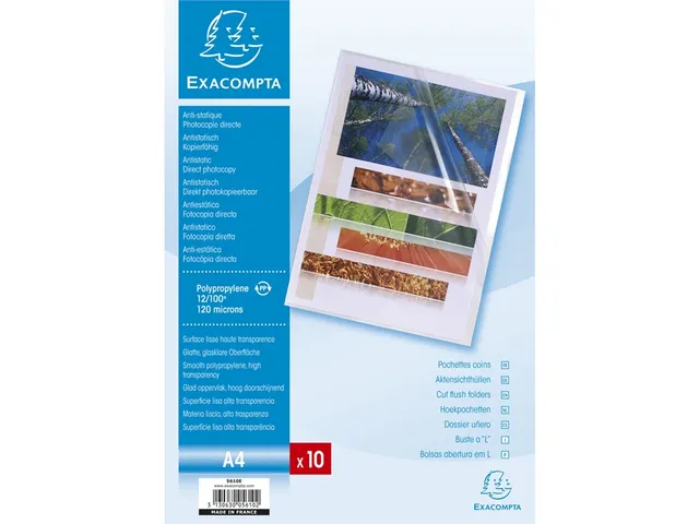 Zakje Met 10 L-Mappen Gladde Polypropyleen 0.12mm A4 Transparant