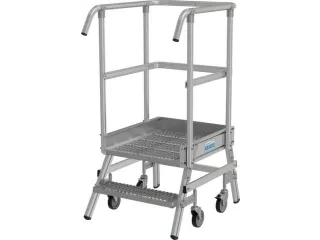 bordestrap,verrijdbaar,bordes H 0,5m,2treden m. R13-laag,aluminium - 3