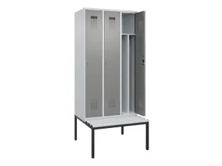locker met bank,voor scheiding van kleding,HxBxD 2120x900x815mm,3vak - 1