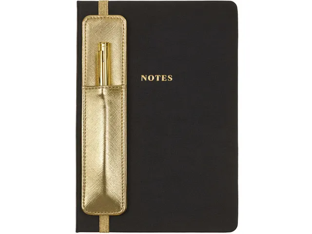Carnet de notes avec stylo et étui ligné noir 15x20cm