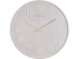 Wandklok Nextime dia. 53 x 3 cm, hout, wit, 'Wood Wood Big'