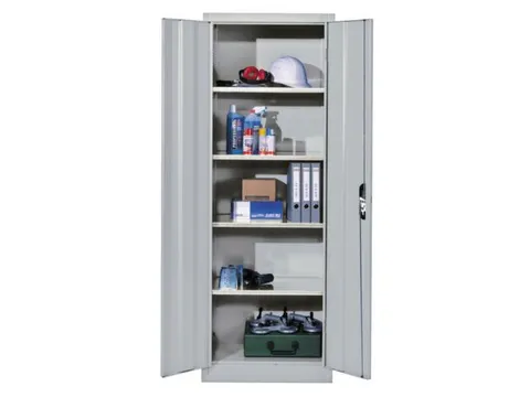 universele kast,RAL 7035,HxBxD 1950x800x400mm,4xStalen bodem,cil.-slot