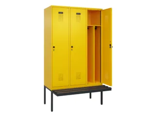 locker met bank,voor scheiding van kleding,HxBxD 2120x1200x815mm,3vak - 1