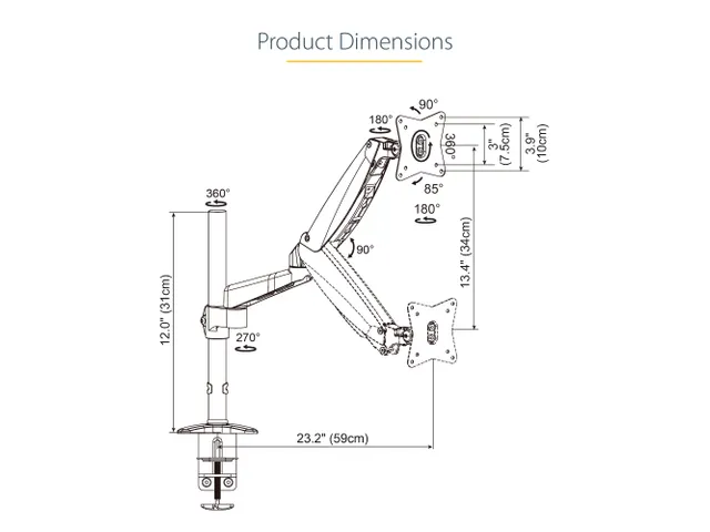 Bras 1 écran bureau Display VESA 32 inch 49 inch
