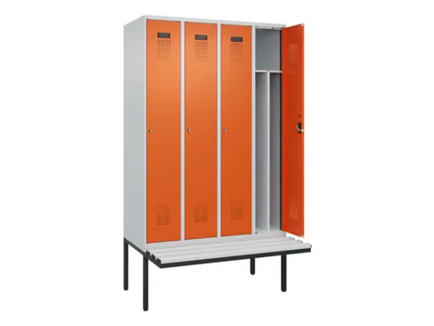 locker met bank,voor scheiding van kleding,HxBxD 2120x1200x815mm,4vak