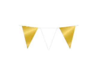 Slinger Folie vlaggen Party Flag Foil Goud-Wit 30cmx10m - 1