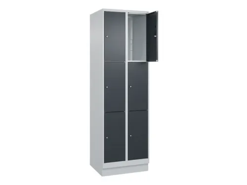 lockerkast,HxBxD 1950x600x500mm,2x3vakken,vak B 300mm,cil.-slot,sokkel