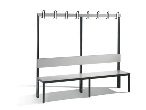 omkleedbank,HxLxD 1710x2000x407mm,HPL zilvergrijs,frame staal RAL7021