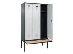 locker met bank,HxBxD 2120x1200x815mm,3vak,vak B 400mm,cilinderslot