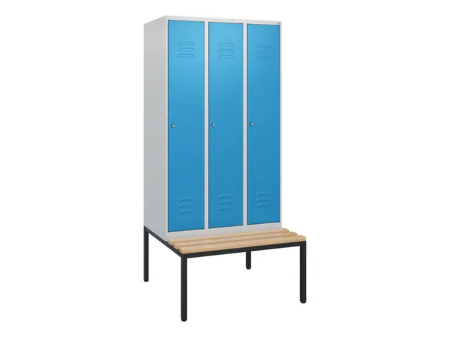 locker met bank,HxBxD 1950x900x815mm,3vak,vak B 300mm,cil.-slot