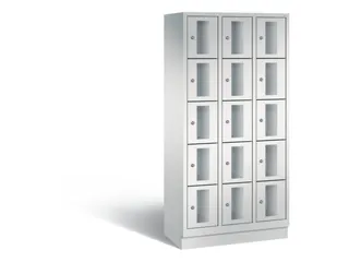 Lockerkast 1800x900x500mm 3x5 vakken Cilinderslot, Sokkel, RAL7035 - 2