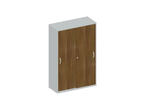 Schuifdeurkast 1540x1000x430mm Romp Lichtgrijs Decor Front Noten