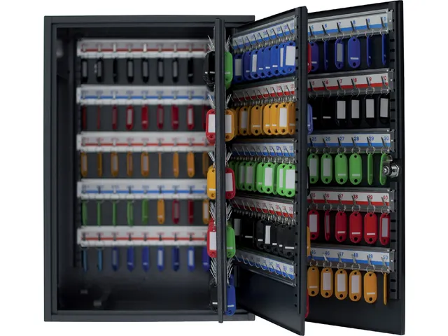 Sleutelkast Pavo deluxe 300 haken 530x380x220mm cilinderslot grijs