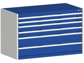 ladekast HxBxD 800x1300x650mm 6laden romp RAL7035 front RAL5010 - 1