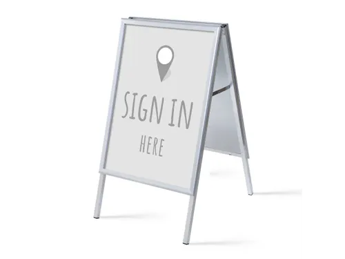 Stoepbord A1 complete set met print "Sign in here" Grijs