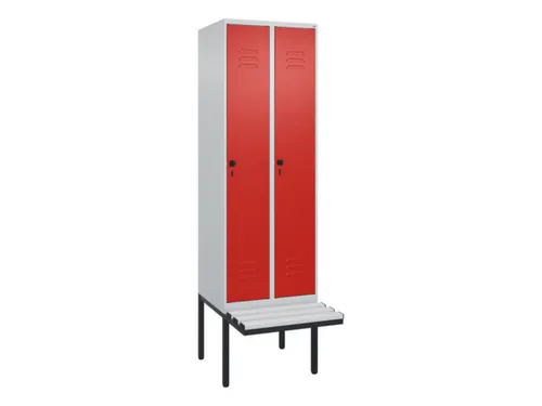 locker met bank,HxBxD 2120x600x815mm,2vak,vak B 300mm,draaigrendel