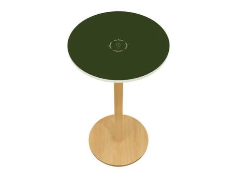 statafel,HxØ 1100x600mm,rond,schotelvoet natuur,blad groen