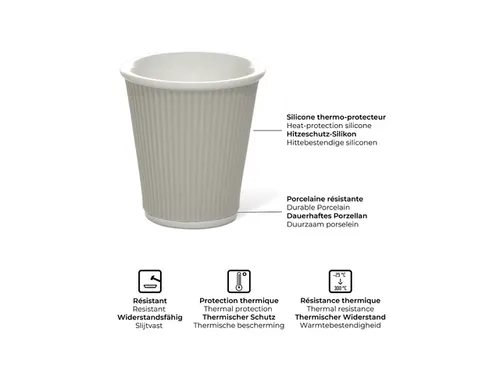 Beker porselein Les Artistes Paris 180ml siliconen grip Licht Grijs