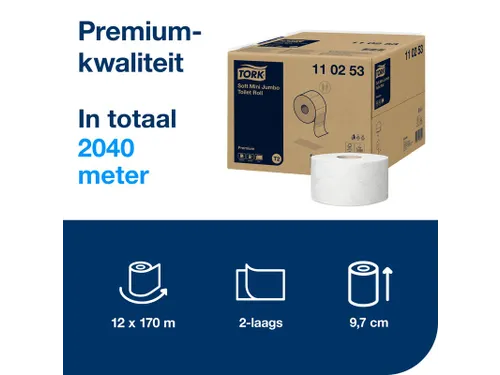 Toiletpapier Tork Mini Jumbo T2 premium 2-laags 170mtr wit 110253