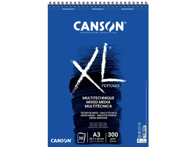 Bloc à dessin Canson XL Multitechnique A3 300g 30 feuilles 300g blanc