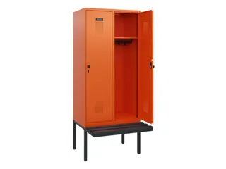 locker met bank,HxBxD 1950x800x815mm,2vak,vak B 400mm,draaigrendel - 1