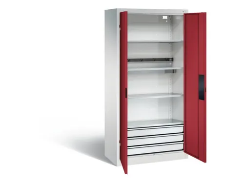 acculaadkast 1950x930x500mm 5stekkerdozen 230V cil.-slot front RAL3003