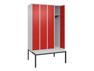 locker met bank,HxBxD 2120x1200x815mm,4vak,vak B 300mm,cil.-slot - 2