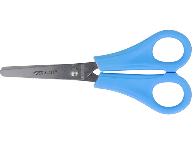 Schaar Westcott Kids 13cm RH kunstst. ronde punt blauw bulk met label
