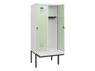 locker met bank,HxBxD 1950x800x815mm,2vak,vak B 400mm,draaigrendel - 1