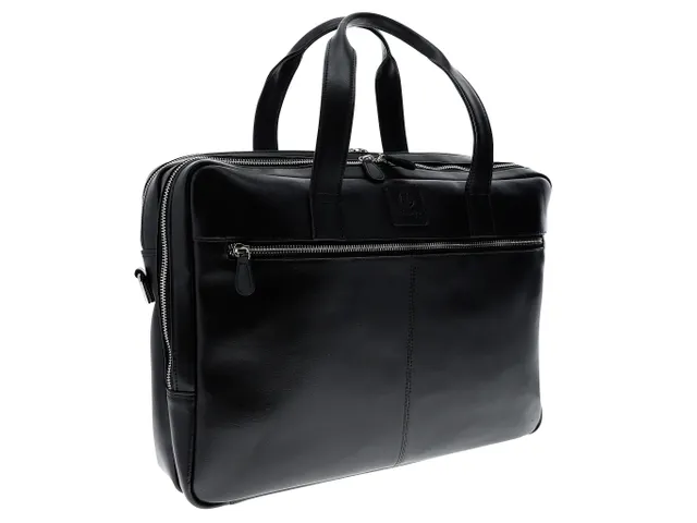 Computertas-dubbel E xactive zwart leder