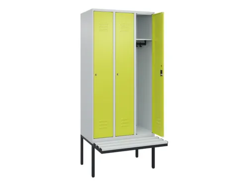 locker met bank,HxBxD 2120x900x815mm,3vak,vak B 300mm,cil.-slot