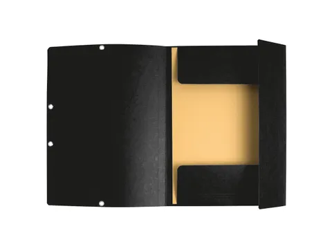 Elastomap 3 kleppen glanskarton 355gm² A4 Zwart