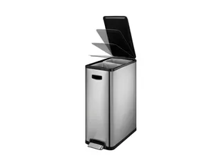 Pedaalemmer Afvalscheiding Ecoslim Step Bin 20+20 Liter Mat Rvs - 2