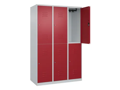 dubbeldekse locker,HxBxD 1850x1200x500mm,3x2vak.,vak B 400mm,cil.-slot