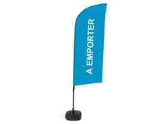 Promotievlag Alu Wind complete set "A EMPORTER" Blauw ECO print