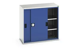 werkplaatskast 1000x1050x550mm 2xStalen bodem RAL7035 front RAL5010