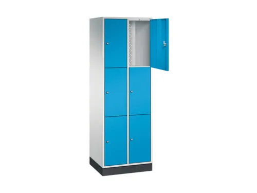lockerkast,RAL 7035/RAL 5012,HxBxD 1950x620x500mm,2x3vakken,cil.-slot