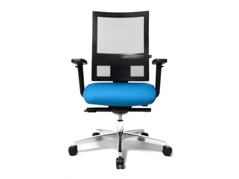 Bureaustoel Sitness 60 Zwart Netrug Lichtblauw Armleuningen