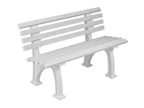Kunststofbank 740x1200x380mm Zit H 440mm 9 Latten 2 Pootstellen Wit