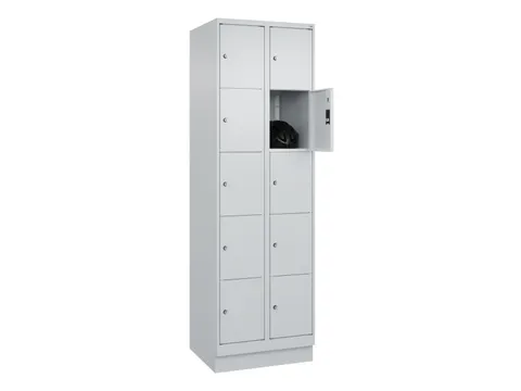 lockerkast,HxBxD 1950x600x500mm,2x5vakken,vak B 300mm,cil.-slot,sokkel