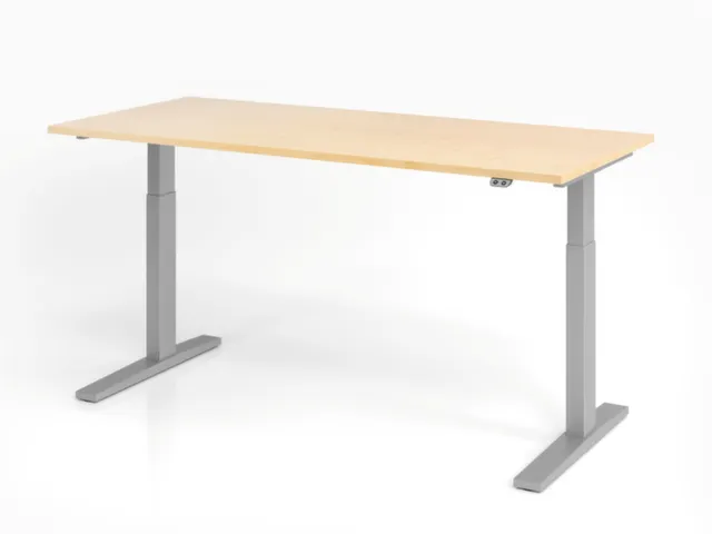 Bureau assis-debout électrique 700-1200x1800x800mm érable/argenté