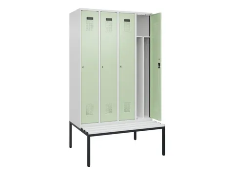 locker met bank,voor scheiding van kleding,HxBxD 2120x1200x815mm,4vak