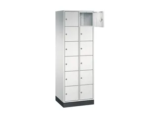 lockerkast,RAL 7035,HxBxD 1950x620x500mm,2x6vakken,cil.-slot,sokkel - 1