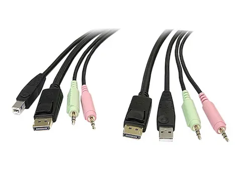 1,80m 4-in-1 USB DisplayPort KVM-switch Kabel met Audio en Microfoon