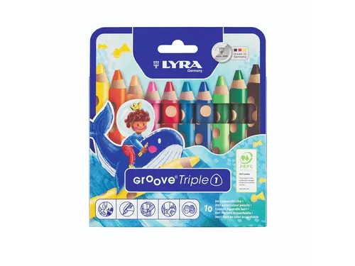 Kleurpotlood LYRA Groove Triple One extra dik set à 10 kleuren